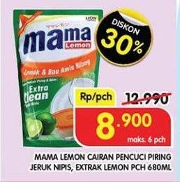 Promo Harga Mama Lemon Cairan Pencuci Piring Jeruk Nipis, Lemon Daun Mint 680 ml - Superindo