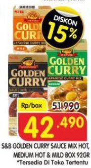Promo Harga S&B Golden Curry Hot, Medium Hot, Mild 92 gr - Superindo