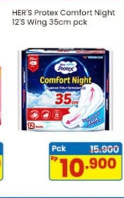 Promo Harga Hers Protex Comfort Night Wing 35cm 12 pcs - Indomaret