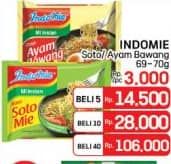 Promo Harga Indomie Mi Kuah Soto Mie, Ayam Bawang 69 gr - LotteMart