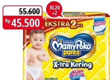 Promo Harga Mamy Poko Pants Xtra Kering XL20+2 22 pcs - Alfamidi