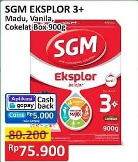 Promo Harga SGM Eksplor 3+ Susu Pertumbuhan Madu, Vanila, Coklat 900 gr - Alfamart