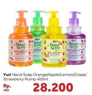 Promo Harga YURI Hand Soap Orange, Apple, Lemon, Grape, Strawberry 410 ml - Carrefour