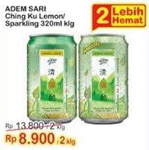 Promo Harga ADEM SARI Ching Ku Herbal Lemon, Sparkling per 2 kaleng 320 ml - Indomaret