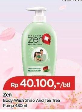 Promo Harga ZEN Anti Bacterial Body Wash Shiso Tea Tree 480 ml - TIP TOP