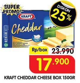 Promo Harga Kraft Cheese Cheddar 160 gr - Superindo