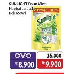 Promo Harga Sunlight Pencuci Piring Anti Bau With Daun Mint, Higienis Plus With Habbatussauda 650 ml - Alfamidi