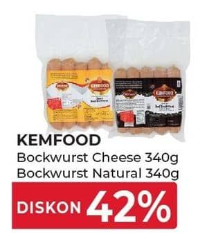 Promo Harga Kemfood Bockwurst Cheese, Natural 340 gr - Yogya