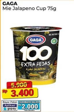 Promo Harga Gaga 100 Extra Pedas Kuah Jalapeno 75 gr - Alfamart