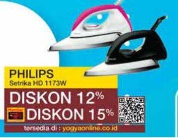 Promo Harga Philips HD 1173 | Dry Iron Hitam, Pink  - Yogya