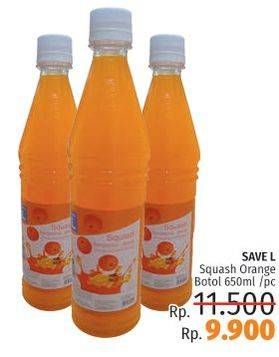 Promo Harga SAVE L Squash Orange 630 ml - LotteMart