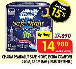 Promo Harga CHARM Safe Night, Extra Comfort 29 cm, 35 cm (Jenis Tertentu)  - Superindo