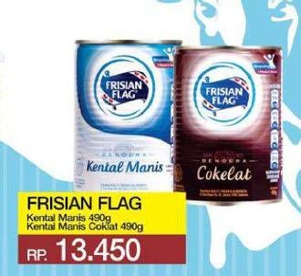 Promo Harga FRISIAN FLAG Susu Kental Manis Putih, Cokelat 490 gr - Yogya