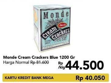 Promo Harga MONDE Cream Crackers 180 gr - Carrefour