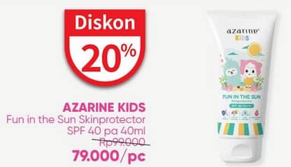 Promo Harga Azarine Kids Fun In The Sun Skin Protector Sunscreen SPF 40 PA+++  40 ml - Guardian