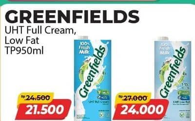 Promo Harga Greenfields UHT Full Cream 1000 ml - Alfamart