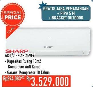 Promo Harga SHARP AH-A5VEY | AC 1/2PK  - Hypermart