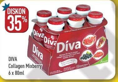 Promo Harga DIVA Minuman Collagen High Vit. E Mix Berries per 6 botol 80 ml - Hypermart