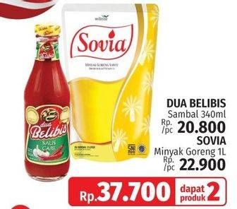 Promo Harga Dua Belibis Saus Cabe + Sovia Minyak Goreng  - LotteMart