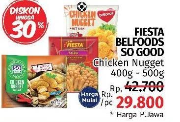 Promo Harga FIESTA/BELFOODS/SO GOOD Chicken Nugget 400gr - 500gr  - LotteMart