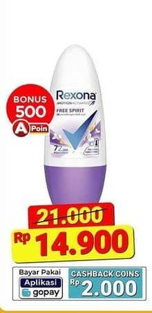 Promo Harga Rexona Deo Roll On Free Spirit, Invisible Dry, Powder Dry, Shower Clean 50 ml - Alfamart
