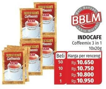 Promo Harga Indocafe Coffeemix 3in1 per 10 sachet 20 gr - Lotte Grosir