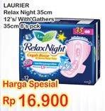 Promo Harga Relax Night 35cm 12's/ With Gathers 35cm 8's  - Indomaret