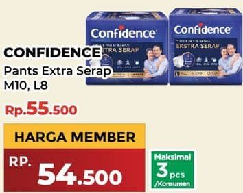 Promo Harga Confidence Adult Pants Slim & Fit Extra Absorb L8, M10 8 pcs - Yogya