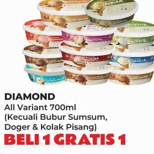 Promo Harga Diamond Ice Cream Kecuali Bubur Sumsum, Kecuali Es Doger, Kecuali Kolak Pisang 700 ml - Yogya