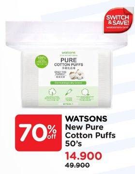 Promo Harga Watsons Pure Cotton Puff 50 pcs - Watsons