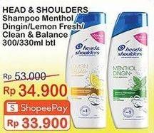 Promo Harga HEAD & SHOULDERS Shampoo Cool Menthol, Lemon Fresh, Clean Balanced 300 ml - Indomaret