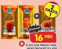 Promo Harga So Nice Sosis Siap Makan Premium Smoked Bratwurst, Keju 60 gr - Superindo