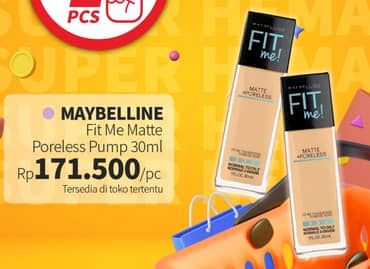 Maybelline Fit Me! Matte + Poreless Liquid Matte Foundation 30 ml Harga Promo Rp171.500, Tambah Rp. 1.000 Dapat 2 Pcs
Maksimal 3 Pasang/Pelanggan (6pcs), Toko Tertentu