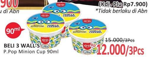 Promo Harga WALLS Ice Cream Paddle Pop Minions Vanilla Caramel 90 ml - Alfamidi