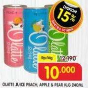 Promo Harga Olatte Drink Peach, Apel, Pear 240 ml - Superindo