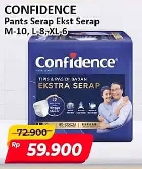 Promo Harga Confidence Adult Pants Slim & Fit Extra Absorb M10, L8, XL6 6 pcs - Alfamart