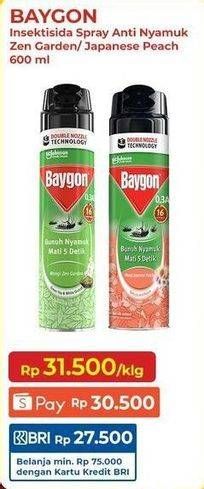Promo Harga Baygon Insektisida Spray Japanese Peach, Zen Garden 600 ml - Indomaret