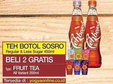 Promo Harga SOSRO Teh Botol Reguler, Less Sugar per 2 pcs 450 ml - Yogya