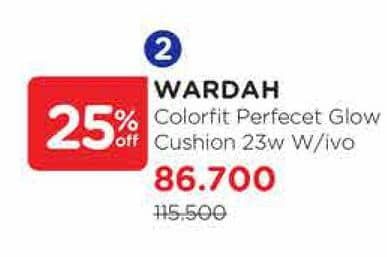 Promo Harga Wardah Colorfit Perfect Glow Cushion 23W Warm Ivory 15 gr - Watsons