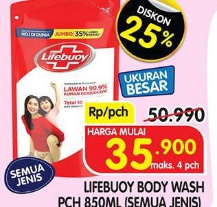 Promo Harga LIFEBUOY Body Wash All Variants 850 ml - Superindo