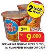 Promo Harga INDOMIE POP MIE Instan Kuah Pedes Dower Ayam per 2 pcs 75 gr - Superindo