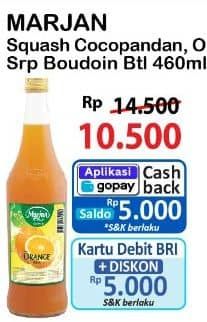 Promo Harga Marjan Syrup Squash Coco Pandan, Orange 450 ml - Alfamart