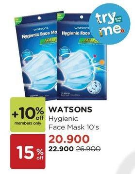 Promo Harga WATSONS Hygienic Face Mask 10 pcs - Watsons