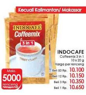 Promo Harga Indocafe Coffeemix per 10 sachet 20 gr - LotteMart