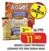 Promo Harga WOODS Peppermint Lozenges All Variants per 3 pouch 15 gr - Superindo