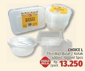Promo Harga Thin Wall Bulat, Kotak, 400ml, 1000ml 5 pcs - LotteMart
