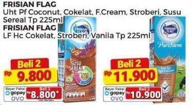 Promo Harga Frisian Flag Susu UHT Purefarm Low Fat Chocolate, Low Fat Strawberry, Low Fat French Vanilla 225 ml - Alfamart
