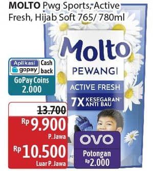 Promo Harga Molto Pewangi Sports Fresh, Active Fresh, Hijab Soft Fresh 780 ml - Alfamidi