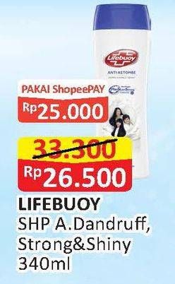Promo Harga LIFEBUOY Shampoo Anti Dandruff, Strong Shiny 340 ml - Alfamart