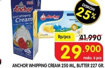 Promo Harga ANCHOR Whipping Cream 250 mL, Butter 227 g  - Superindo